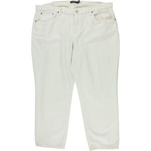 Ralph Lauren Womens Tapered Regular Straight Leg Jeans, Off-White, Plus Size,...